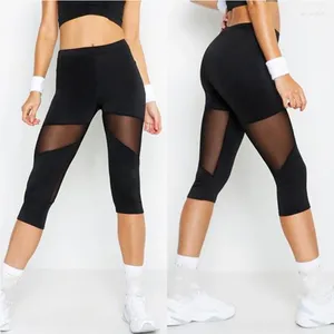 Calças ativas de malha preta retalhos leggings feminino jeggings leggins feminino calça elástica capri fitness