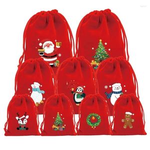 Hediye Sargısı Missdeer 5pcs/Lot Mutlu Noel Velvet Çantalar 9x12cm Drawstring Torpası Şeker Çantası Bilezikler Takı Ambalajı