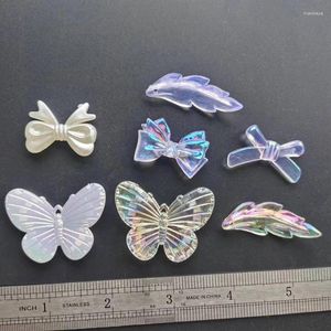 Decorative Flowers 20pcs Dazzling Butterfly Flower Swings Pieces DIY Feather Bow Knot Cream Gel Headwear Pendant Hairpin Jewelry Accessories