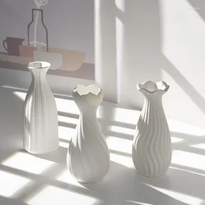 Vases Nordic Ceramics White Dried Flower Vase Water Home Decoration Coffee Shop Living Room Arrangement Props