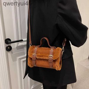 Bolsas de ombro Bolsas Outono Inverno PU Mulheres Cross Body Bag Mulheres Retro Mochila Patch Work Soft Plush Bolsa Feminina Fahion Messenger Bagqwertyui45