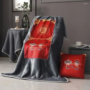 Coperte Cuscino pieghevole Coperta in stile cinese Stampa digitale Tiro per letto Divano per auto Sedia Copri ginocchio Decorazioni per la casa Tessile