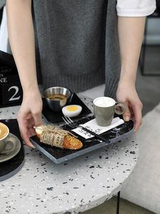 Plates Marble Board Tray Black U Shape Chopping Block 12cm/20cm Coffee Service Plate Home Decoration Dessert Pography Tools