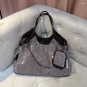 Abendtaschen Bling Strass Eimer Frauen Einkaufstasche mit Diamanten Lässige große Geldbörse und Handtasche Kristall Stilvolle Umhängetasche