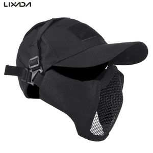 Cycling Caps Masks Foldable Airsoft Mesh Mask Outdoor Hunting Protective Face with Baseball Cap for Activities and Tactical Training 231030