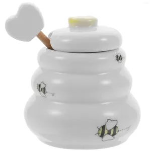 Dinnerware Sets Honey Jar Stick Small Bottle Ceramic Storage Cute Pot Container Dipper Adorable Maple Syrup Dispenser