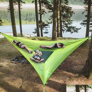 Hammocks Portable Hammock Mtifunctional Triangle Aerial Mat For Outdoor Cam Tree Tent Mti Person Sleep Pad J230302 Drop Delivery Hom Dhobi
