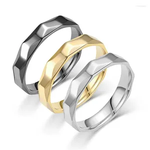 Klusterringar rostfritt stål stapelbart ring vanligt band bröllop klassisk engagemang kvinnor man smycken tillbehör