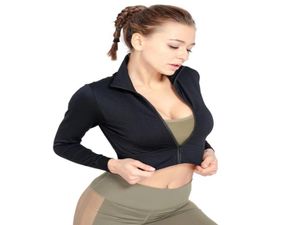 Secagem rápida yoga superior esporte superior de fitness mulheres jaqueta com zíper de manga comprida gola de pé camisa de yoga correndo casaco colheita women8265398