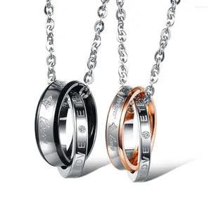 Pendant Necklaces Korean Fashion Stainless Steel Couple Cross Ring Necklace For Lovers