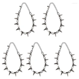 Pendant Necklaces 5X Metal Spikes Studs Rivets Punk Goth Necklace Choker Collar