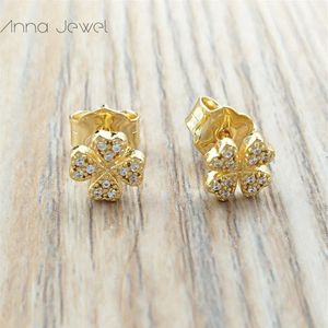 Bear smycken 925 Sterling Silver Girls To Us Gold Diamonds Earrings for Women Charms 1pc Set Wedding Party Birthday Present Ear Ring 294m