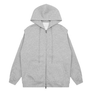 Dubbel zip cardigan hoodies tröjor man avslappnad lös fast färg överdimensionera full ärm toppar high street höst