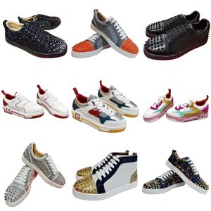 Dress shoes luxury men's casual shoes women's letter skate shoes red brand platform shoes rivet low top designer shoes high top couple's shoes lace up diamond outdoor