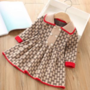 Baby Girls Strickkleider Mädchen Langarm Pullover Prinzessin Kleid Kinder Herbst Winter Strickkleid BH76