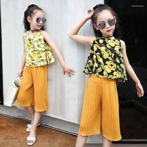 Kleidung Sets Mädchen Sommer Kleidung Kinder Set Mode Druck Weste Capris Zweiteilige Anzüge Kinder 2 Farben 3-15Y