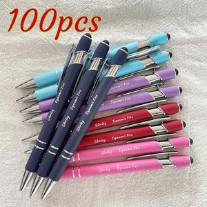 Decorative Objects Figurines 100 Pcs Student Metal Ballpoint Pen Office School Advertising Free Custom Text Engraving Wholesale Gift 231027