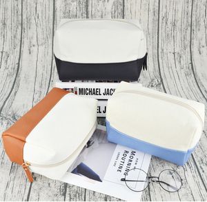 DHL50pcs Cosmetic Bags Cotton Two Color Patchwork Solid Large Capacity Waterproof Protable Storage Bag Mix Color