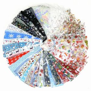 50 folhas de folhas de unhas de Natal para unhas, papel de transferência de Natal, flocos de neve, adesivos, conjunto de envoltórios a laser, decorações florais para arte em unhas, arte em unhas, adesivos, decalques, arte em unhas