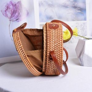 Aufbewahrungstaschen Kisten kreative Ins Rattan Bag Organizer Sen Department Retro Frauen Brieftasche Literatur und Kunst handgewebe