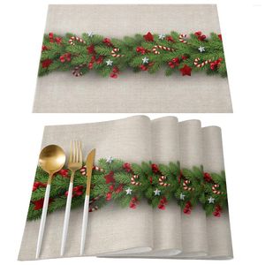 Table Mats Christmas Tree Pine Needles Candy Bow Mat Holiday Kitchen Dining Decor Placemat Wedding Party Napkin