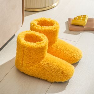 Inverno botas altas saco de salto alto de pelúcia interior casa manter quente no inverno borgonha laranja preto sapatos de algodão chinelos de pele quente feminino