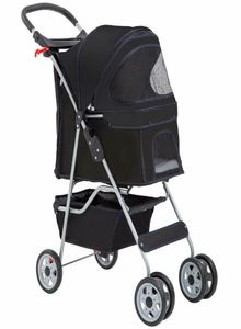 4 عجلات عجلات للحيوانات الأليفة Cat Dog Cage Stroller Travel Travel Travel Travel Black8741916