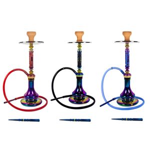 22.4in Hookah Set Glass Metal Dazzling Multiplayer Glass Shisha Beaker Smoking Shisha Cigarett Filter Arabian Oil Rigs Designer