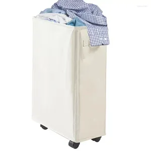 Çamaşır çantaları haddeleme sepeti büyük ince katlanma engelleri üzerinde tekerlekler üzerinde 42L bağımsız uzun kıyafetler kirli kirli