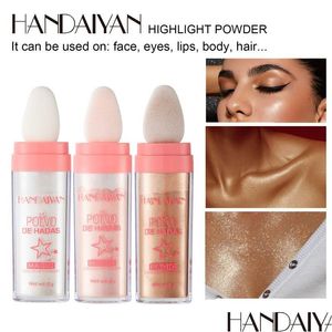 Outros itens de massagem Handaiyan Shimmer Fairy Powder Branco Loose Highlighter Face Body Glitter Wand Maquiagem Bronzer Iluminador Poo de Dhg8N