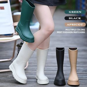 Rain Boots Rain Boots for Women Square Toe High Wide Heel Platform Female Fashion Rainboots Waterproof Antiskid Water Shoes Girls 231030