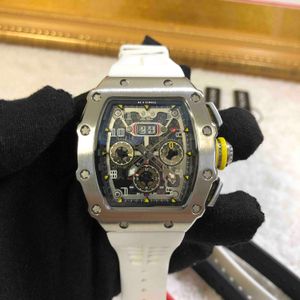 Projektant męski zegarek Master Watch Stael Factory RM11-03 Mechanical Automation Uznotanie motyla Chronograph Bluckle Guma Pasek pusty Ricro T88