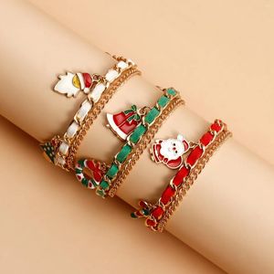 Braccialetti con ciondoli Tendenza Natale Babbo Natale Cervo Catena Perline Bracciale per donna Coppia Natale Gioielli Albero Fiocco di neve Campana Regalo 2024 anni