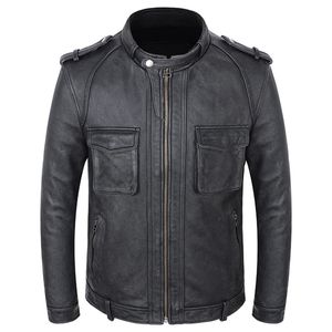 Mens couro falso vintage preto cinza jaqueta genuína primavera motocicleta motociclista jaquetas ferramentas fino casaco masculino 231027