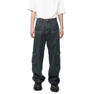 Men's Jeans Oversized Hip Hop Cargo Fashion High Street Loose Fit Retro Denim Pants With Multi Pockets Baggy Trousers