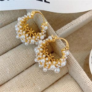 Studörhängen xialuoke fransk stil pärla blomma korg öron spänne flicka mode personlighet brud bröllop smycken gåva