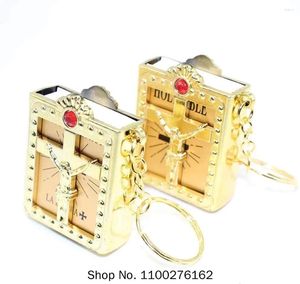 Party Favor 20st SPANSKA REAL MINI HOLY BIBLE KEYCHAIN ​​KATOLOLISM Kristen Jesus Första gemenskap Religion Gift