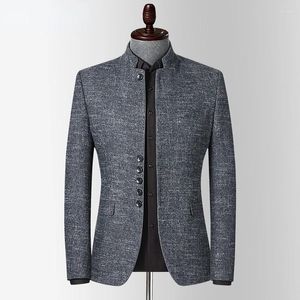 Ternos masculinos Men England estilo blazer stand stand colar slim fitwearwarwar de alta qualidade de alta qualidade de túnica chinesa