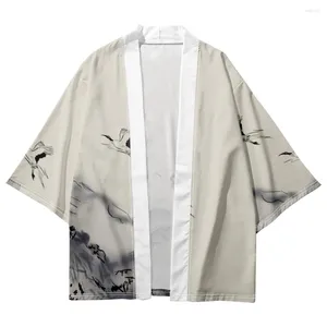 Men's Sleepwear Vintage Style Men Robe Japanese Cardigan Taoist Shirts Kimono Coat Summer Bathrobe Jacket Casual Yukata Home Clothes XXS-4XL