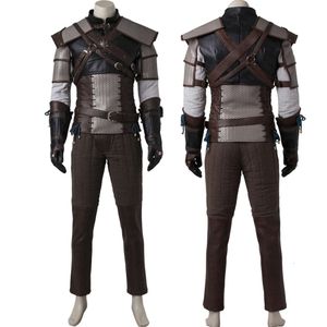 Cosplay Game Wild Hunt Cosplay Costplay Wiodący człowiek Geralt z Rivia Battle Munduli Halloween Carnival Pełne rekwizyty z butami