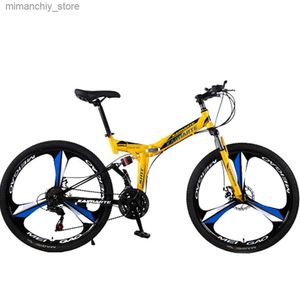 Bikes 24/26 Inch 21/24/27/30 Speed Bicycle 3/6/10 Knives Mountain Bike Folding Double Shock Absorption Cycling Cross Country Outdoors Q231030