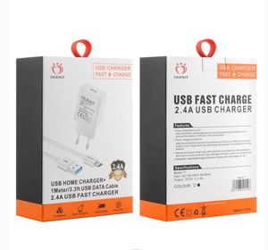OLESIT T1 US Plug Travel Kit 2.4A Snabbladdare med Type-C Micro USB-datakabel Snabbladdning