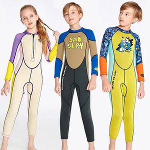 Swim wear Kid Colorido Maiôs Neoprene Scuba Surf Wetsuit Para Crianças Underwater Diving Suit Swimwear Mergulho Livre Banho Molhado 231030