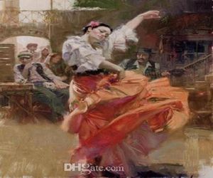 25 Flamenco i Red Spanish Dancer Högkvalitativ handmålad impressionism Konstoljemålning på duk Hemväggdekor Storlek Can Custo8761719