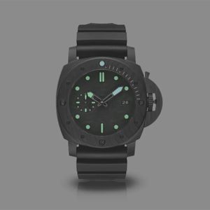 Mens Automatic Mechanical Carbon Fiber Watch Black Green Rubber