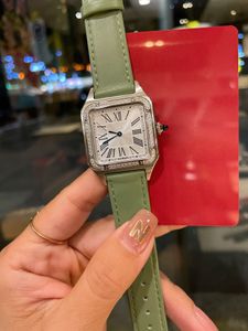 U1 TOP AAA Dumont Ladies Watch Fashion wielokrotne kolorowe cyfry rzymskie diamentowy zbiornik ramki swobodnie skórzany kwarc Ultra Thin Series Sapphire Swiss Wristwatch T490