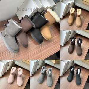 Tasarımcı Botlar Avustralya Terlik Tasman Tazman Tazz Platform Kış İpek Şerit Giden Kız Moda Snow Boot Ayak bileği Kısa Bow Fur Siyah Kestane Pembe Besh