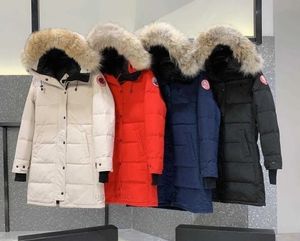 Designer feminino para baixo parkas ganso canadense versão de comprimento médio puffer para baixo jaqueta feminina parkas inverno grosso casacos quentes à prova de vento streetwear