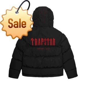 Trapstar London Dekodowany z kapturem puffer 2.0 Gradient czarna kurtka mężczyzn haftowane termiczne bluza z kapturem mężczyźni