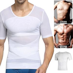 Men's Body Shapers Mens Compression Shirt Slimming Body Shaper Waist Trainer Workout Tops Abs Abdomen Undershirts Shapewear Shirts 231030
